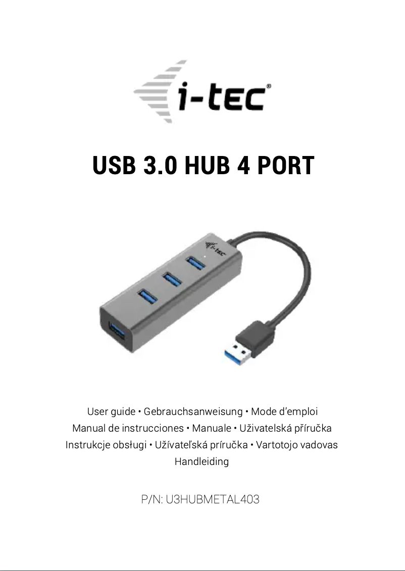 Page 1 de la notice Manuel utilisateur i-TEC U3HUBMETAL403