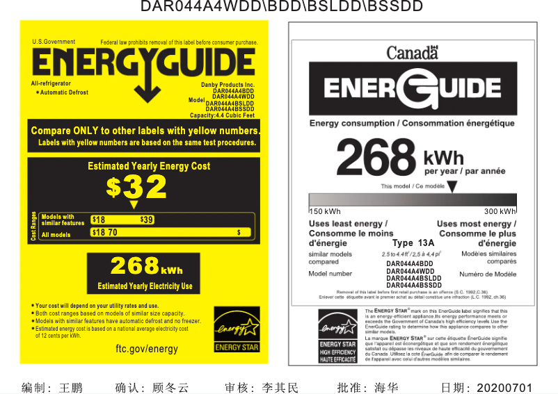 Página 1 del manual Etiqueta energética Danby DAR044A4BDD