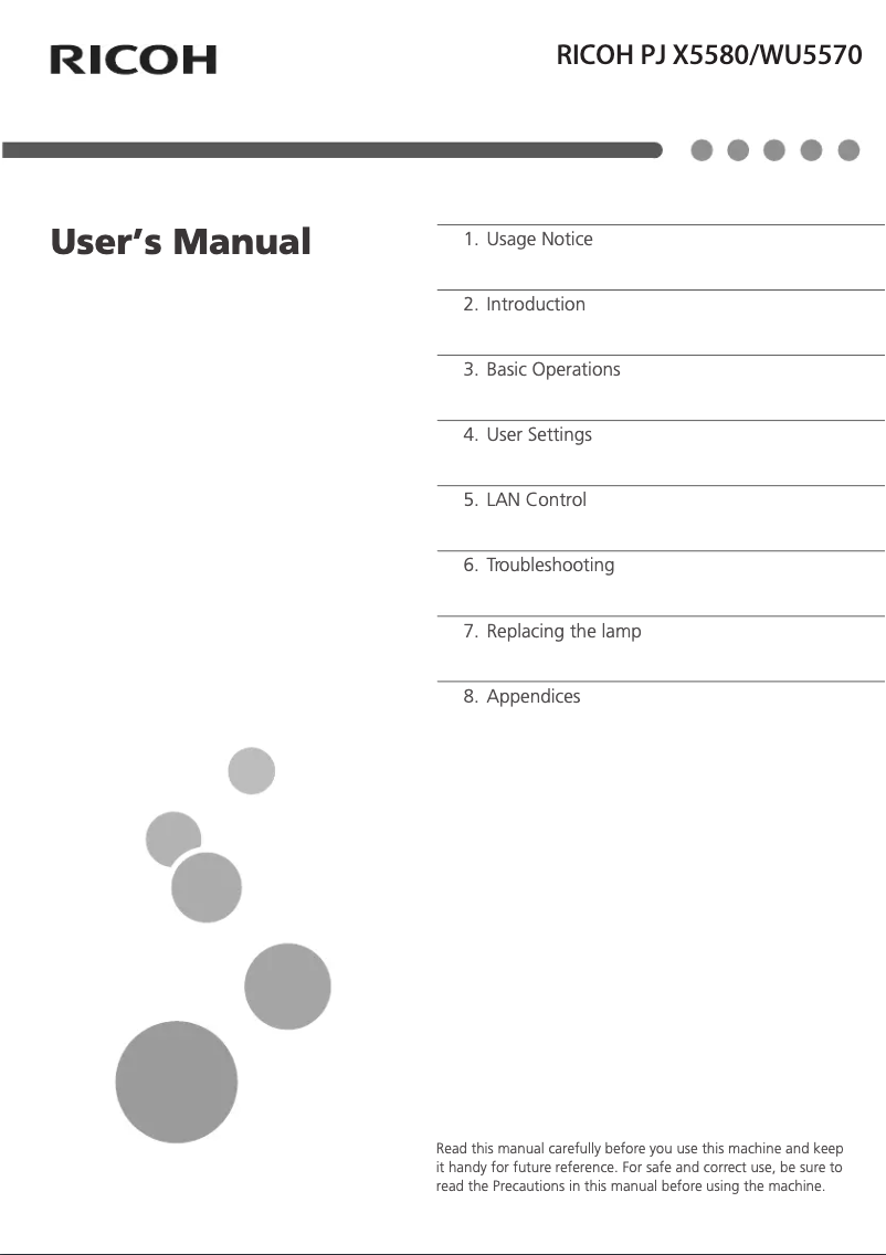Image de la première page du manuel de l'appareil PJ X5580