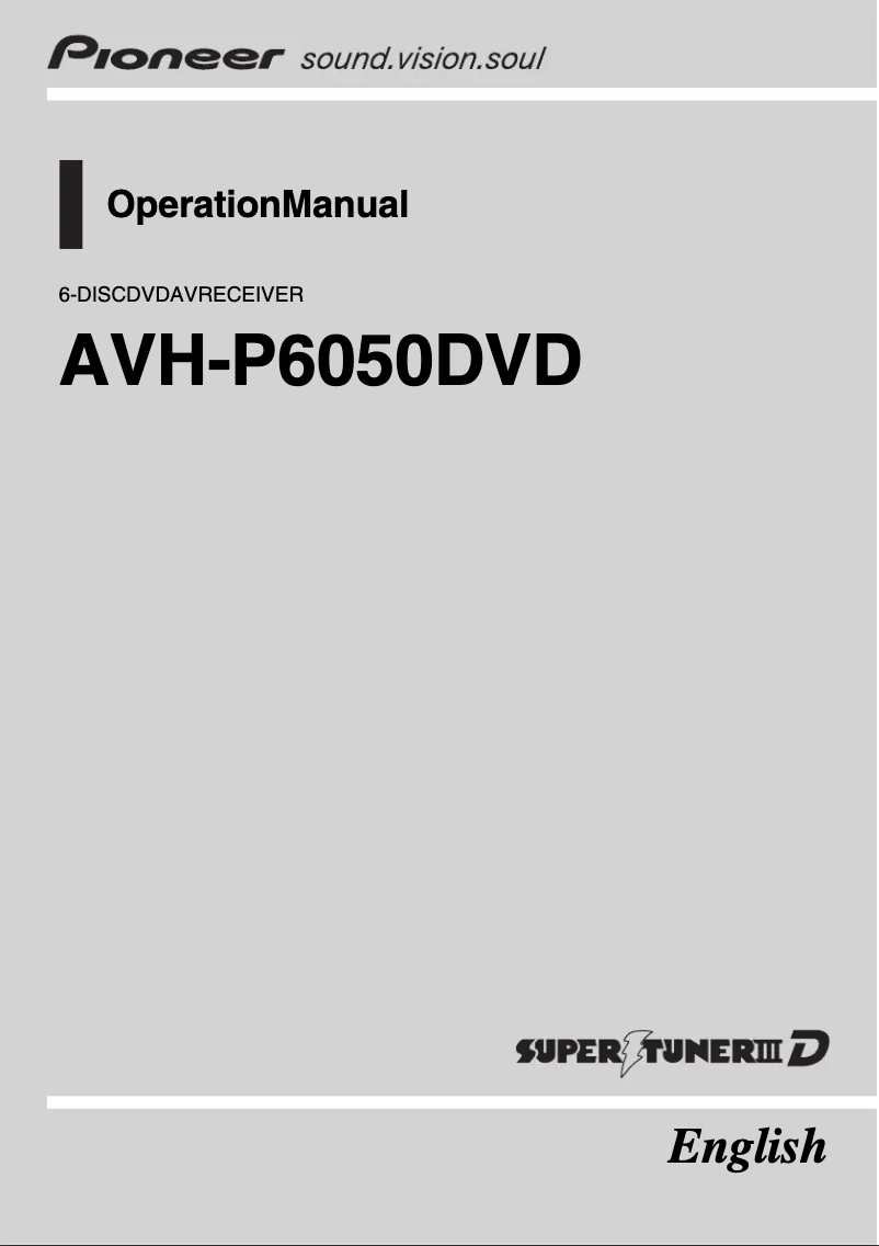 Image de la première page du manuel de l'appareil AVH-P6050DVD