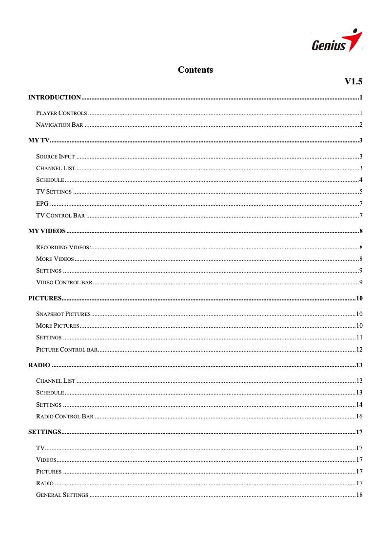 Page n°1 - Manuel utilisateur Genius TVGo DVB-T03