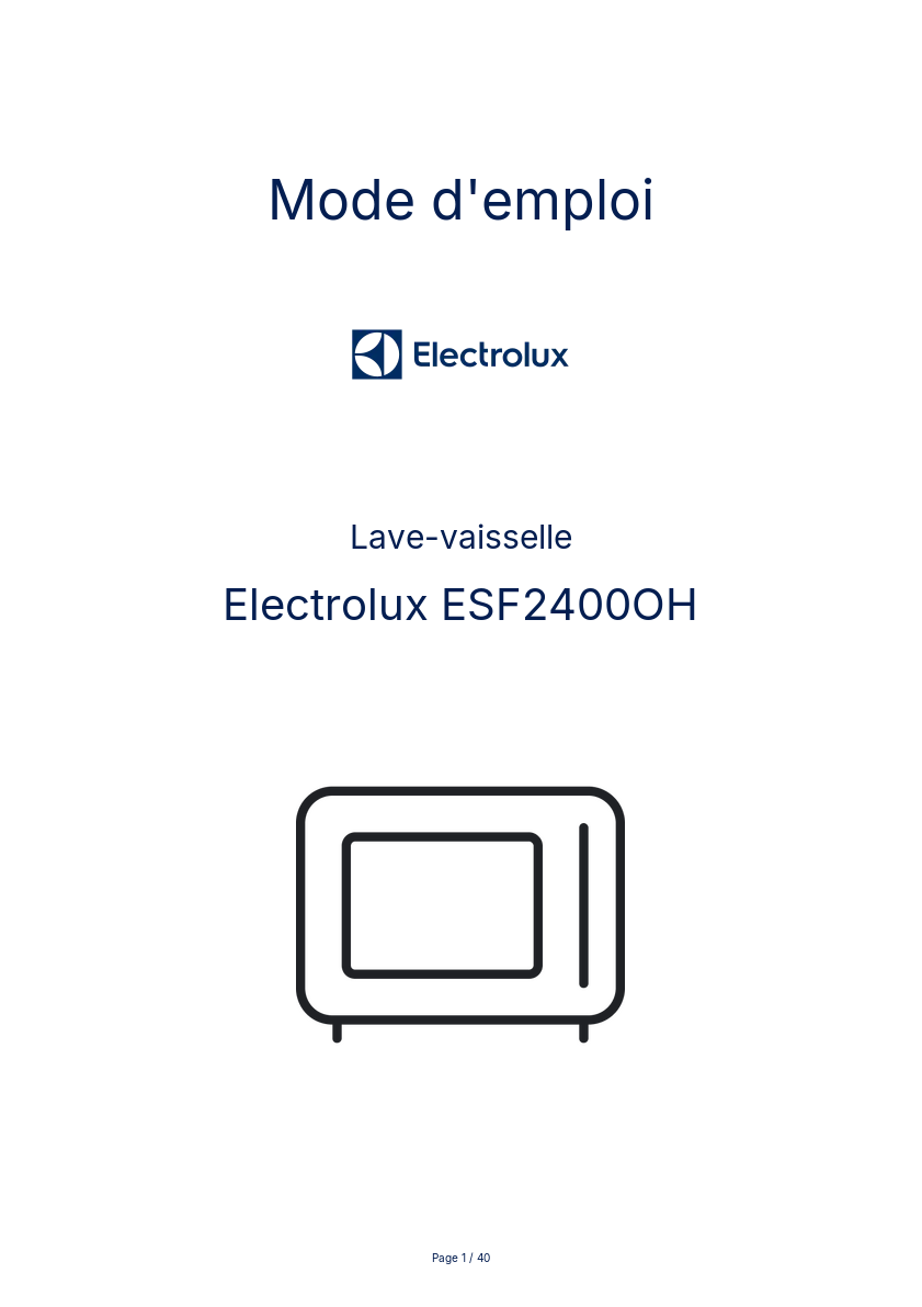 Image de la première page du manuel de l'appareil ESF2400OH