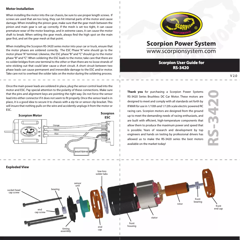 Page 1 de la notice Manuel utilisateur Scorpion RS_3420_45T