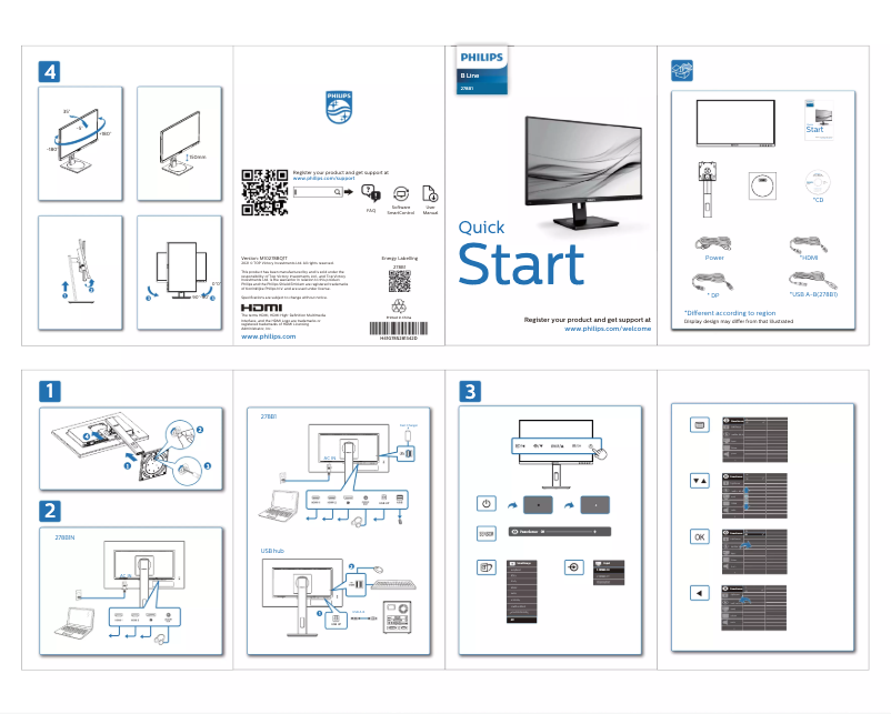Page 1 de la notice Guide de démarrage rapide Philips B Line 278B1