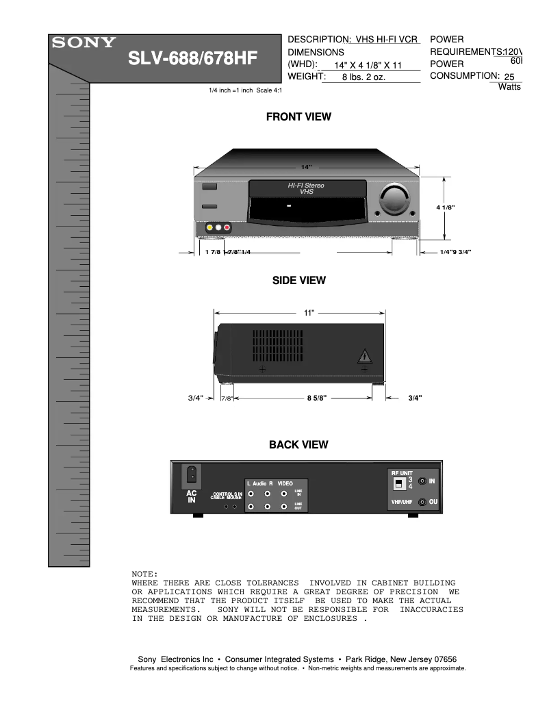 Page 1 de la notice Manuel utilisateur Sony SLV-688HF