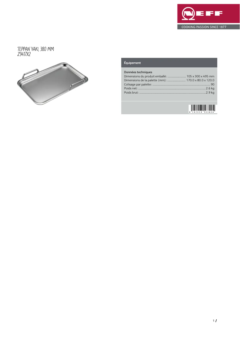 Image de la première page du manuel de l'appareil Z9417X2