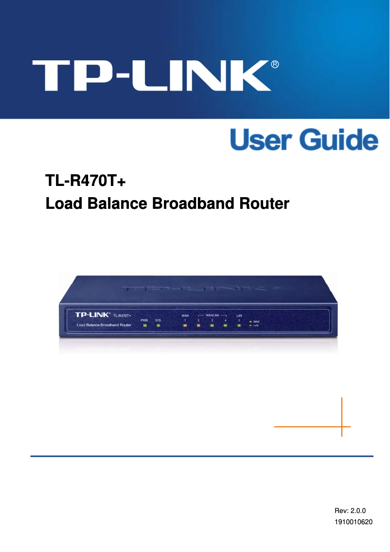Page 1 de la notice Manuel utilisateur TP-Link TL-R470T+ SafeStream