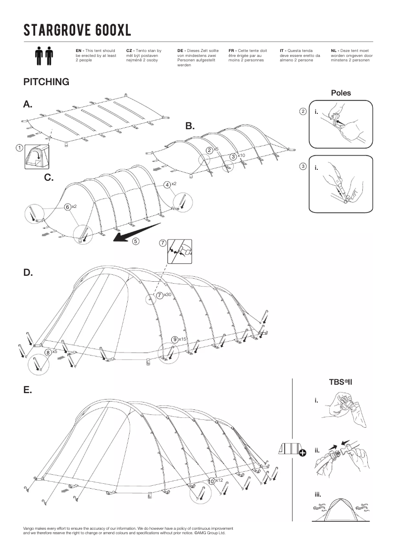 Page 1 de la notice Manuel utilisateur Vango Stargrove 600XL