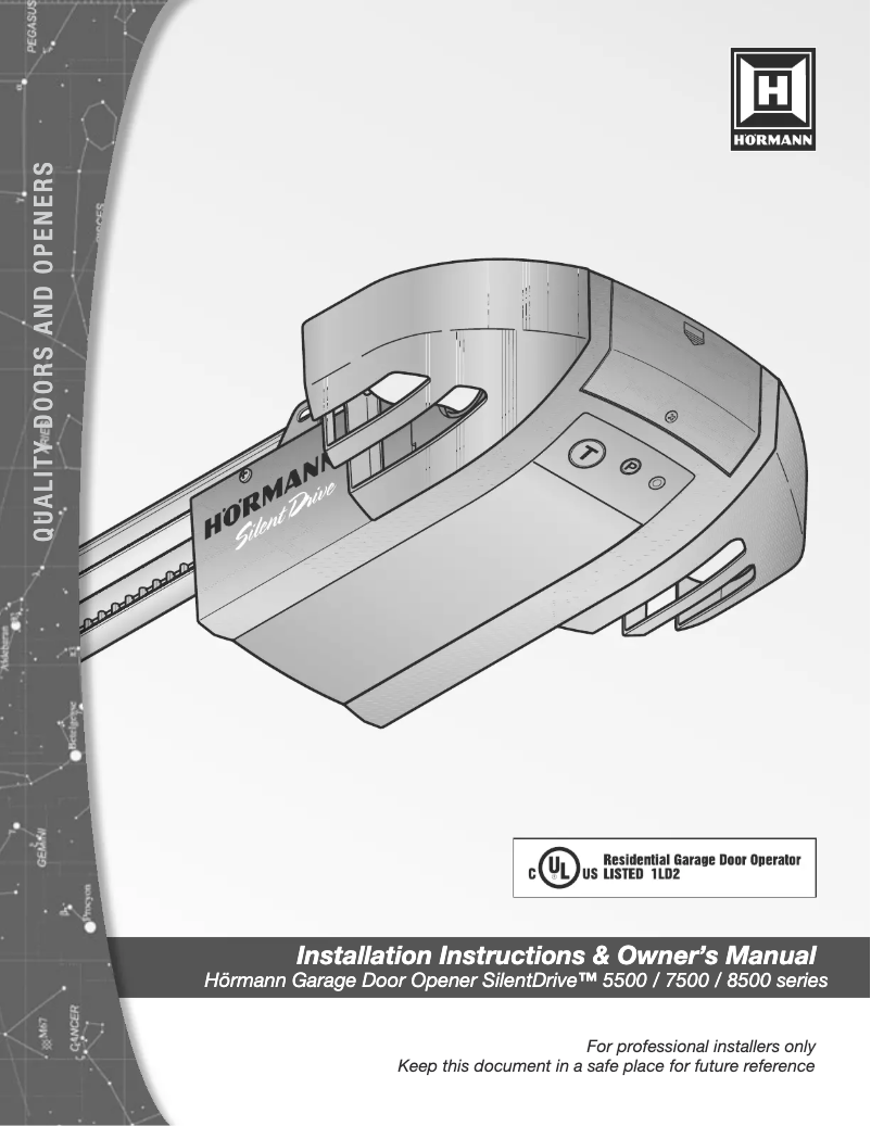 Page 1 de la notice Manuel utilisateur Hormann SilentDrive 7500