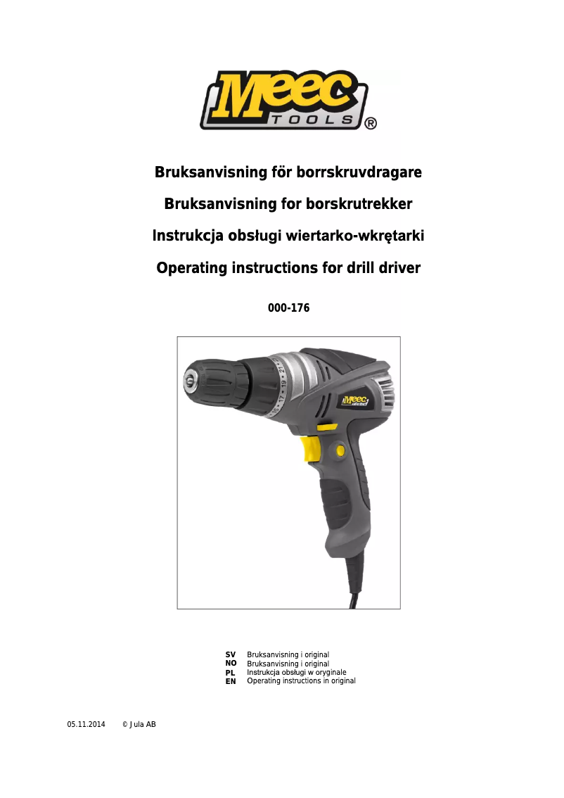 Page n°1 - Manuel utilisateur Meec Tools 000-176