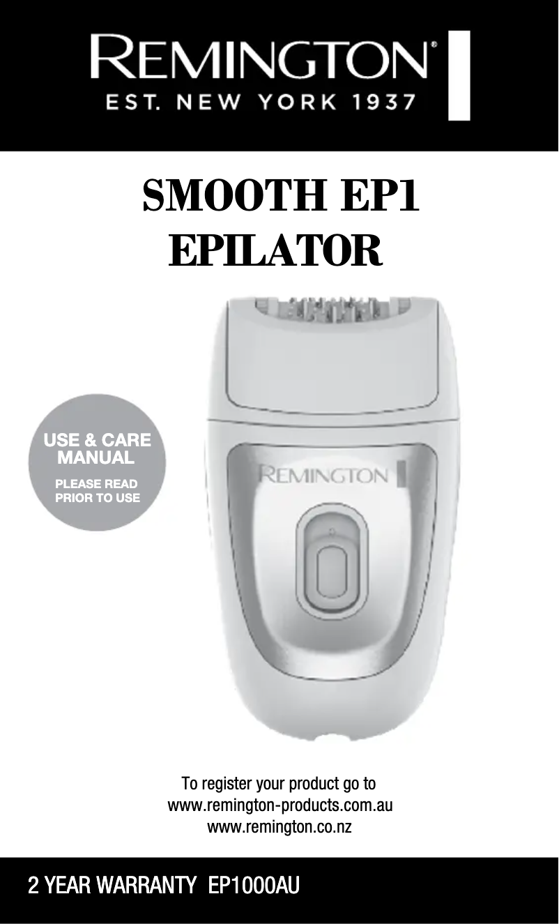 Page n°1 - Manuel utilisateur Remington Smooth EP1