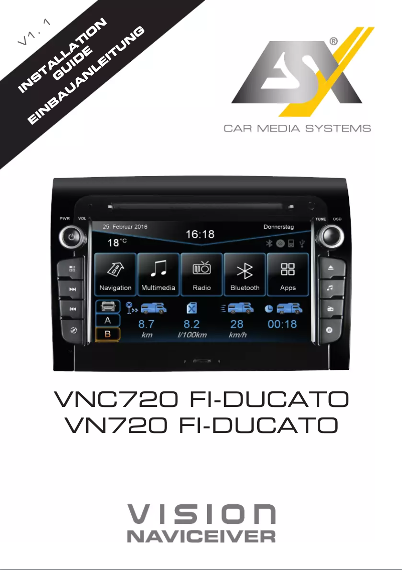 Page n°1 - Manuel utilisateur ESX VNC720-FI-DUCATO
