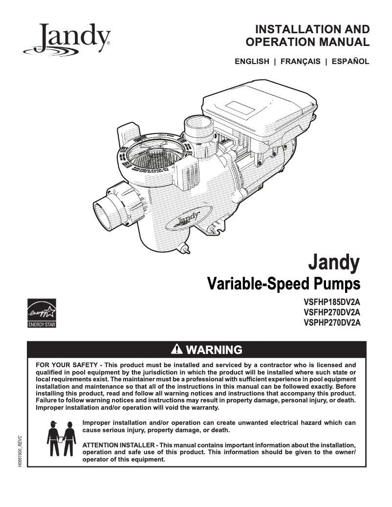 Page n°1 - Guide d'installation JANDY VSFHP185DV2AS