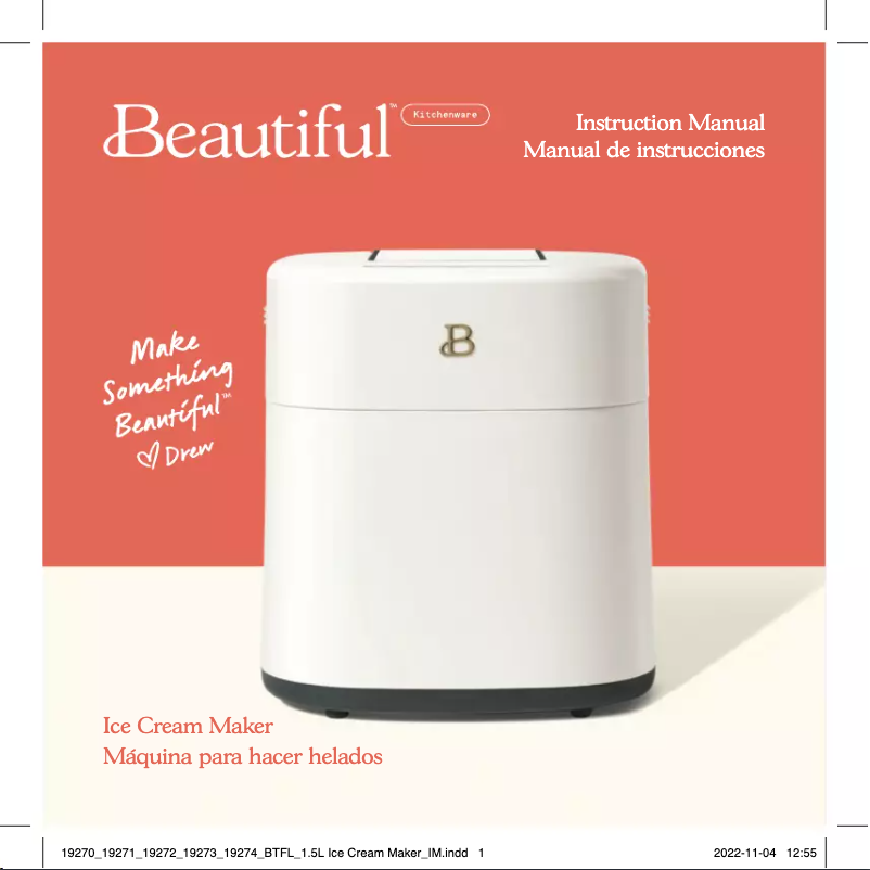 Page 1 de la notice Manuel utilisateur Beautiful Ice Cream Maker