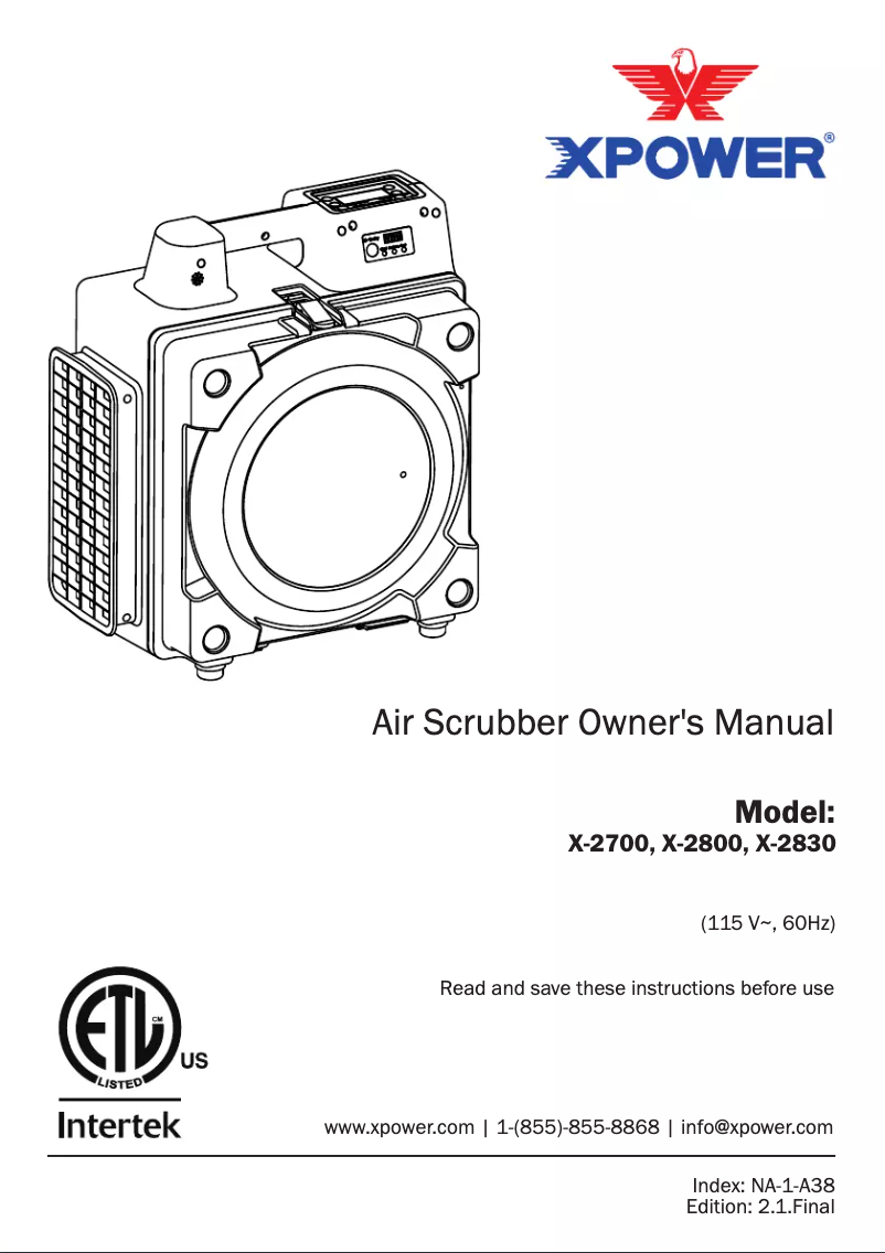 Page 1 de la notice Manuel utilisateur XPower X-2800