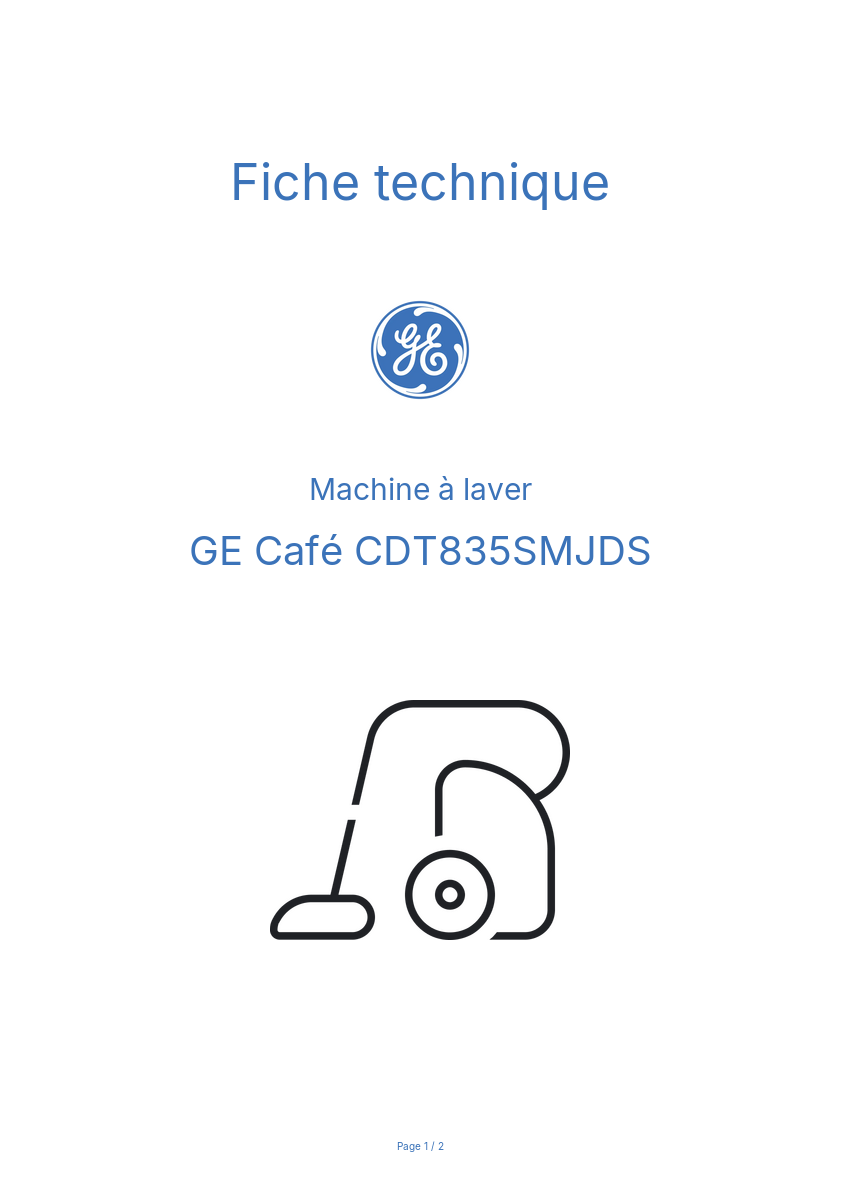 Page n°1 - Fiche technique GE Café CDT835SMJDS