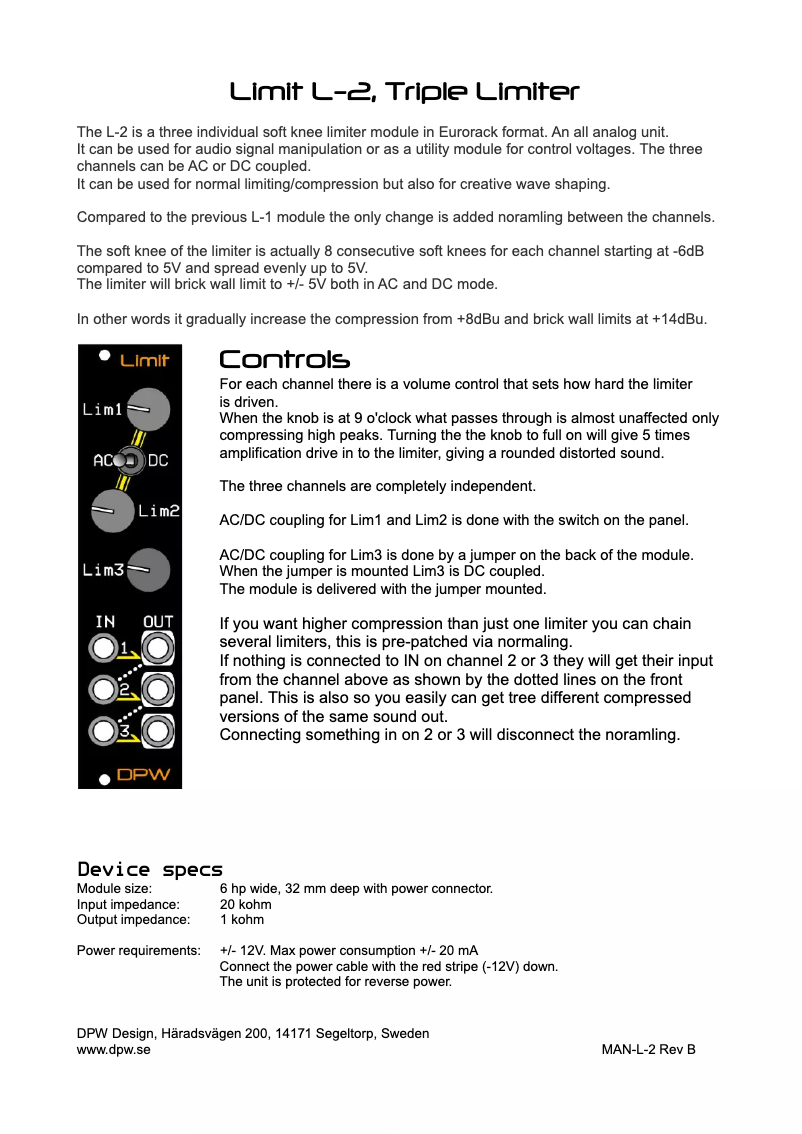 Image de la première page du manuel de l'appareil Limit