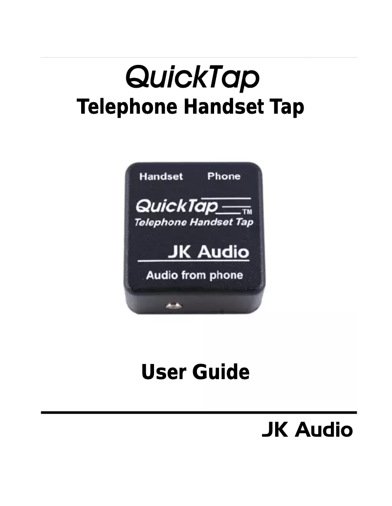 Page n°1 - Manuel utilisateur JK Audio QuickTap