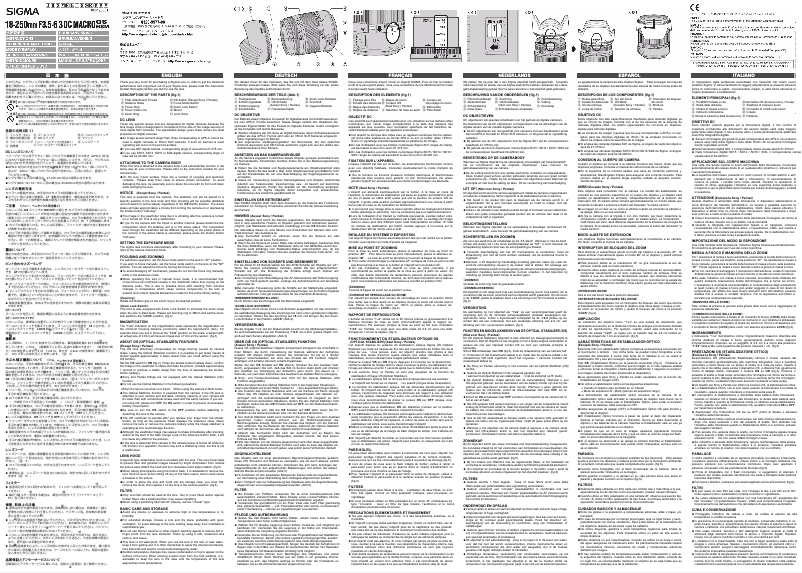Page 1 de la notice Manuel utilisateur Sigma 50mm F3.5-6.3 DC OS HSM Macro 18-2