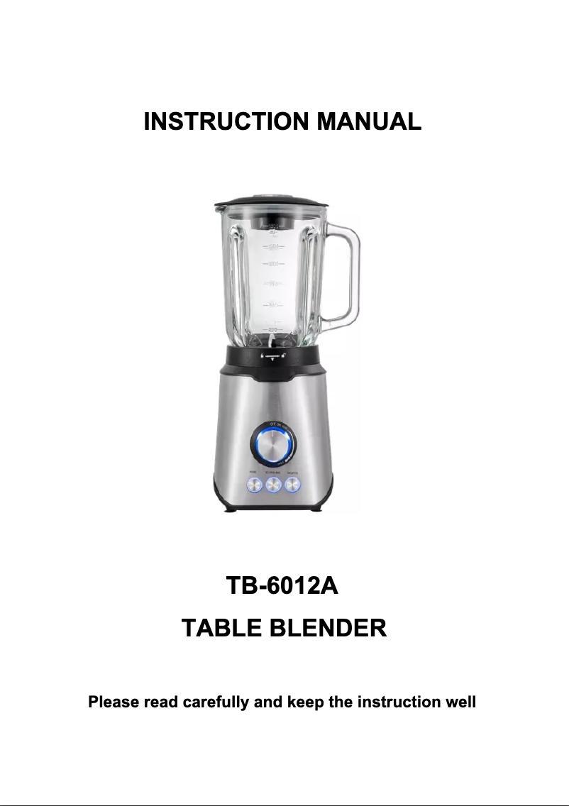 Page n°1 - Manuel utilisateur Comelec BL 7147