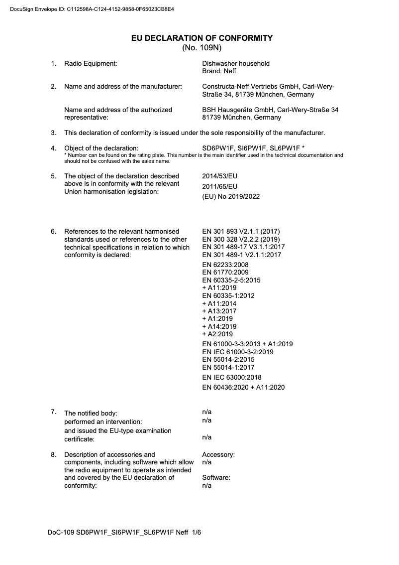 Page 1 de la notice Manuel utilisateur Neff S145EBS10E