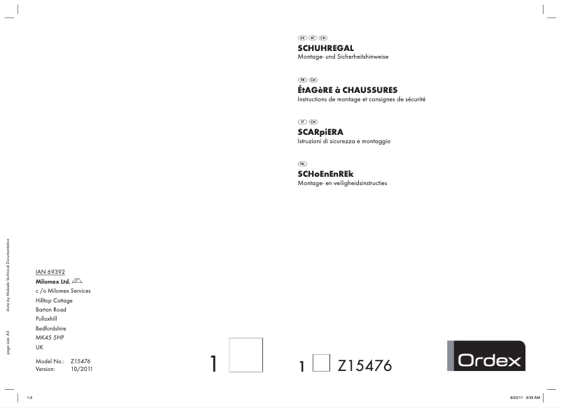 Page 1 de la notice Manuel utilisateur Ordex IAN 96471