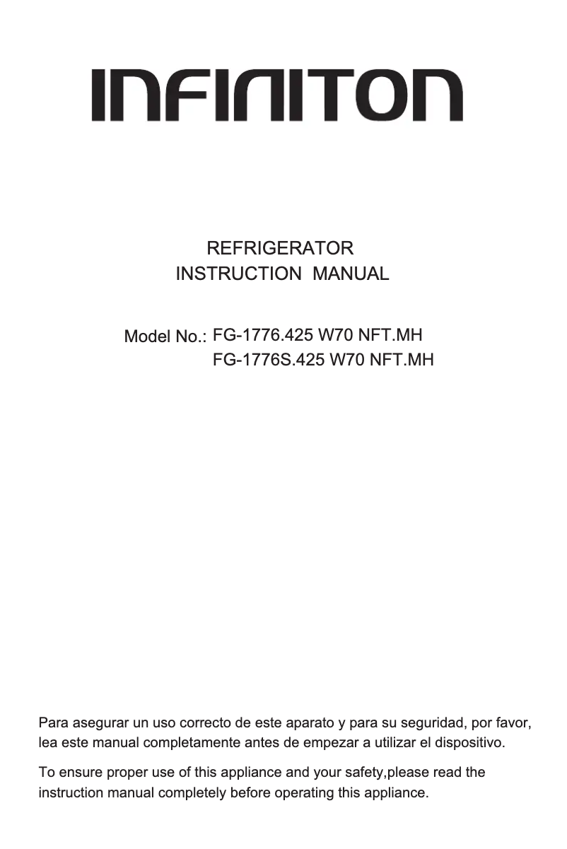 Página 1 del manual Manual de usuario Infiniton FG-1776.425 W70 NFT.MH