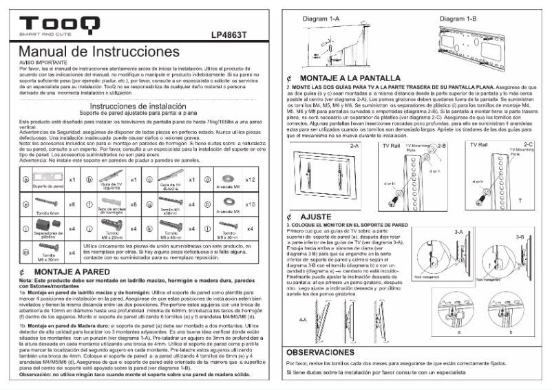 Page 1 de la notice Manuel utilisateur TooQ LP4863T