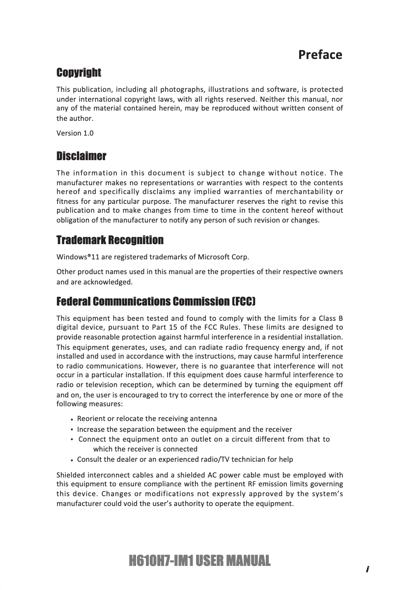 Image de la première page du manuel de l'appareil H610H7-IM1