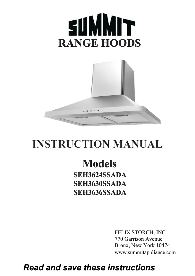 Page n°1 - Manuel utilisateur Summit SEH3636SSADA