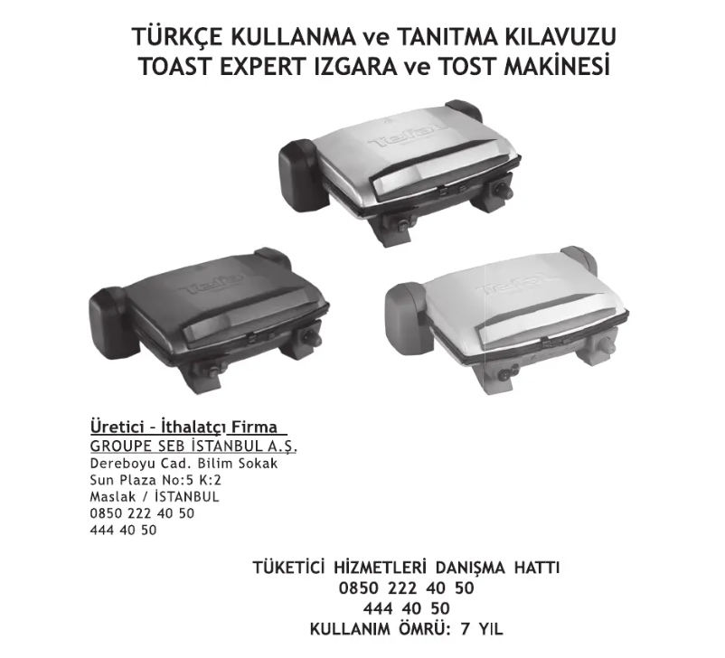 Page 1 de la notice Manuel utilisateur Tefal Toast Expert