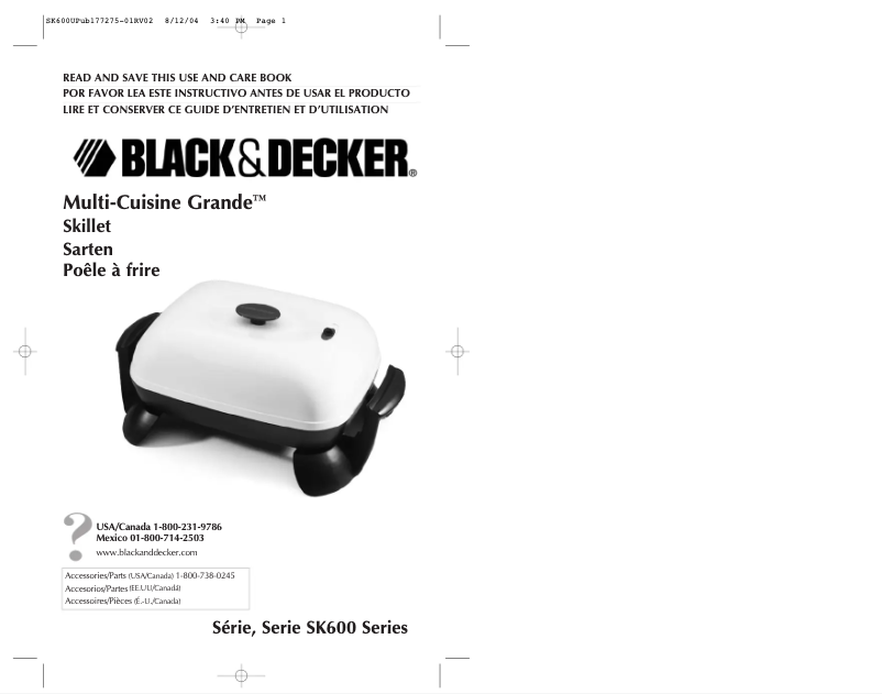Page 1 de la notice Manuel utilisateur Black & Decker SK600