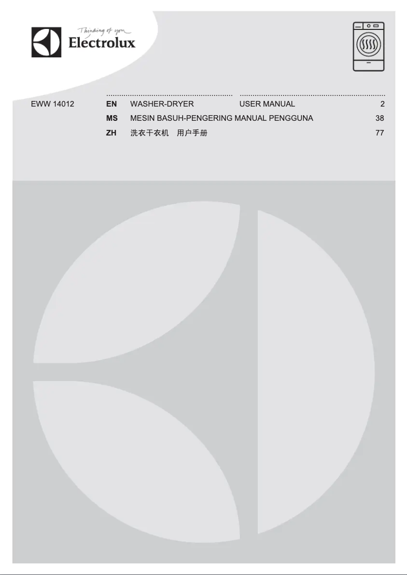 Page 1 de la notice Manuel utilisateur Electrolux EWW14012