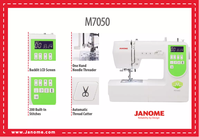 Page n°1 - Fiche technique Janome M7050