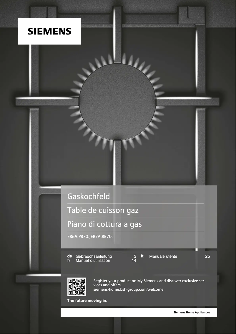 Page 1 de la notice Manuel utilisateur Siemens ER6A6PB70D