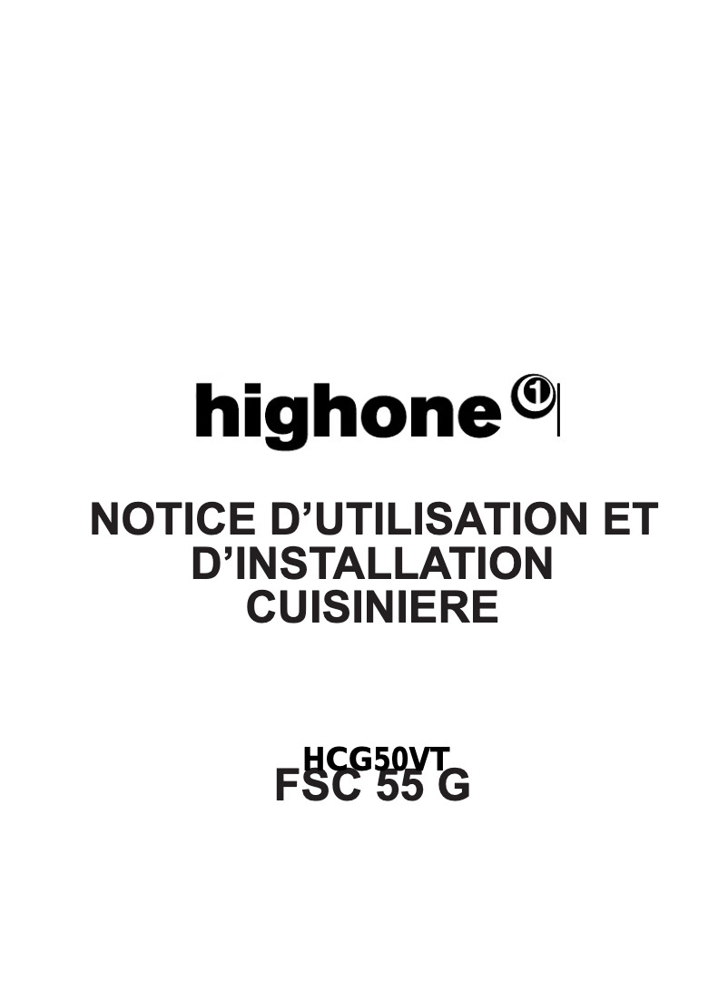 Page n°1 - Manuel utilisateur High One HCG 50 VT