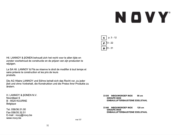 Image de la première page du manuel de l'appareil Pure'Line 841