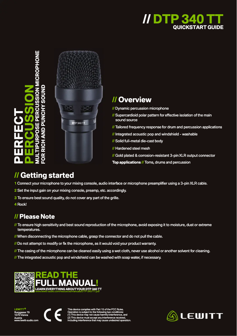 Page n°1 - Guide de démarrage rapide Lewitt DTP 340 TT