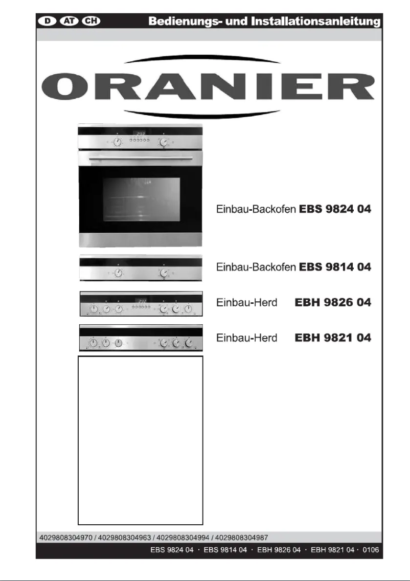 Page 1 de la notice Manuel utilisateur Oranier EBH 9821 04