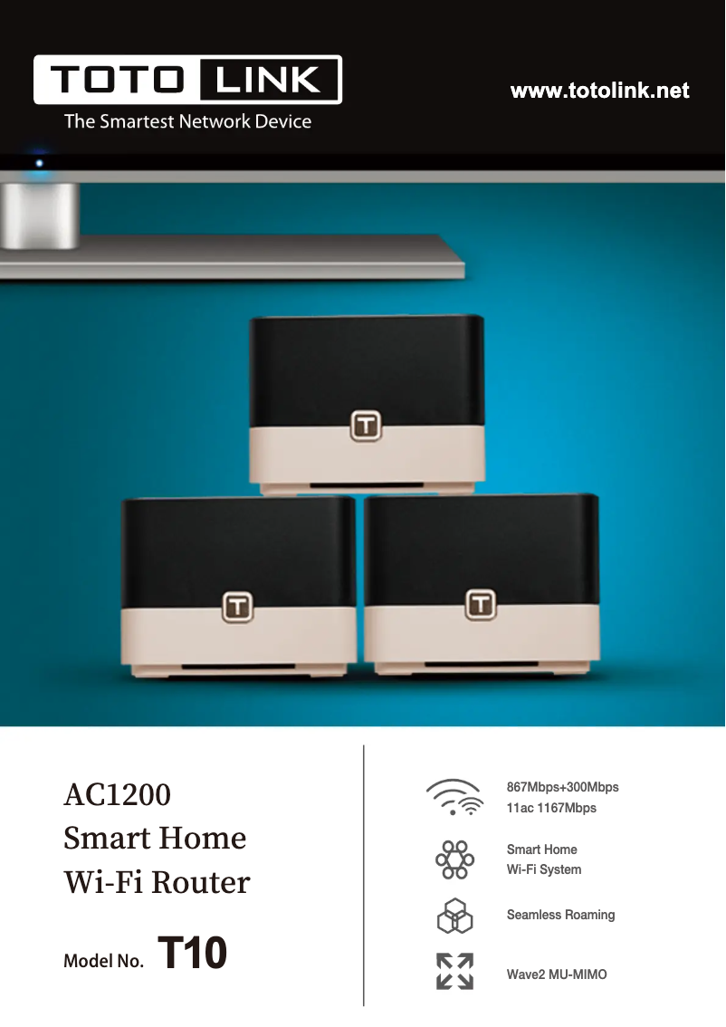 Page 1 de la notice Fiche technique Totolink T10