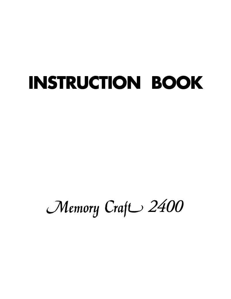 Page 1 de la notice Manuel utilisateur Janome Memory Craft 2400