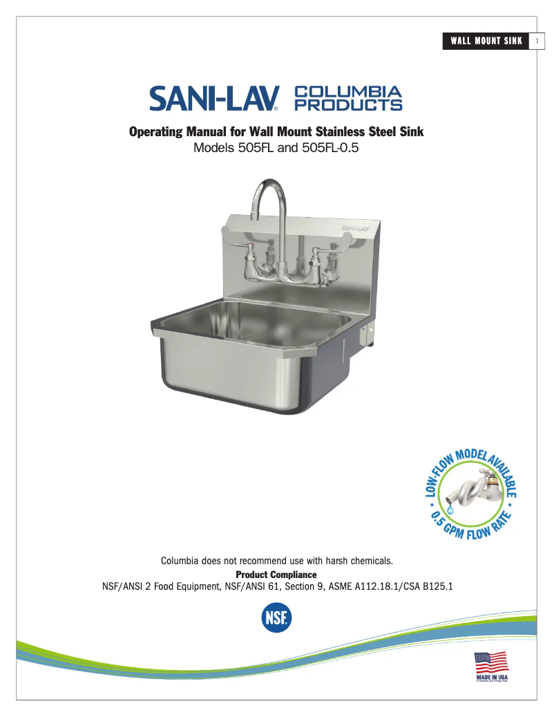 Página 1 del manual Manual de usuario Sani-Lav 505FL