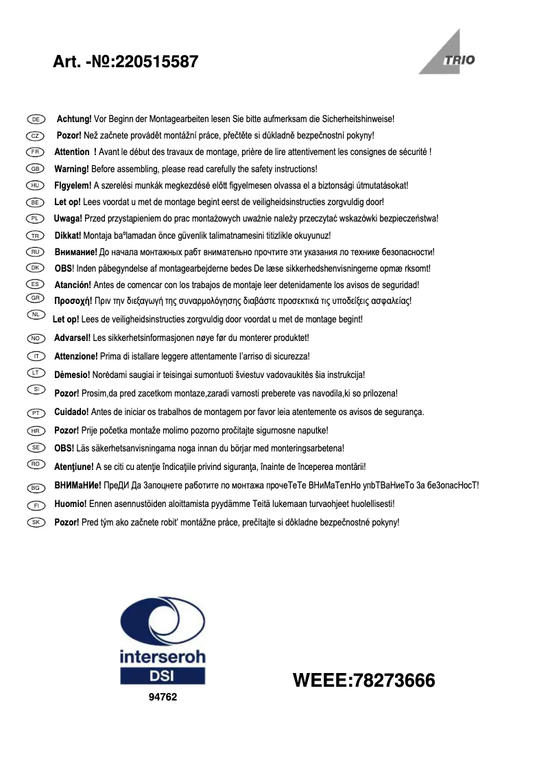 Image de la première page du manuel de l'appareil Florian 220515587