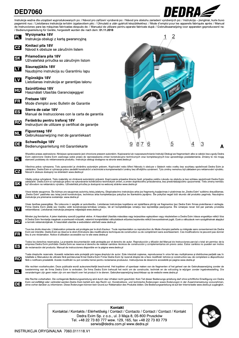Page 1 de la notice Manuel utilisateur DEDRA DED7060