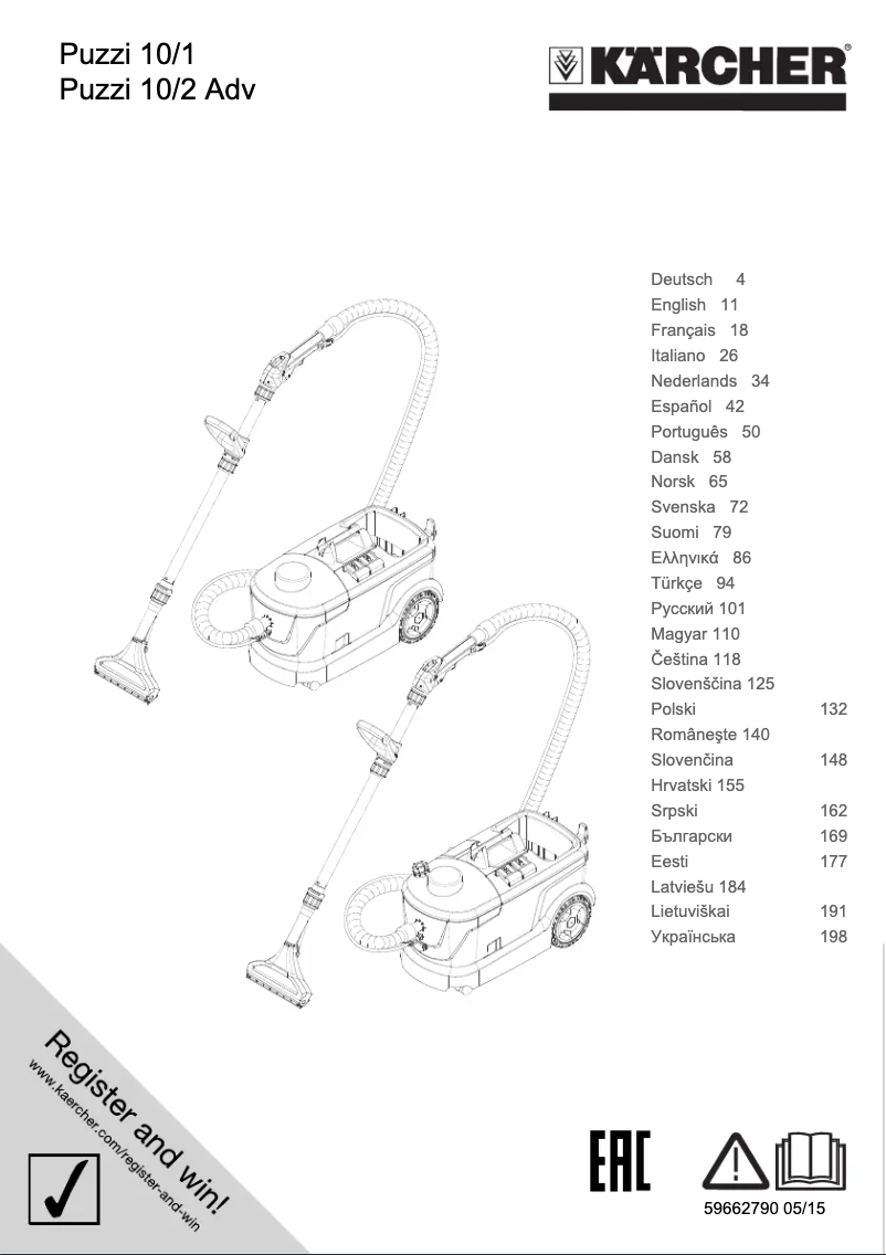 Page 1 de la notice Manuel utilisateur Kärcher Puzzi 10/1