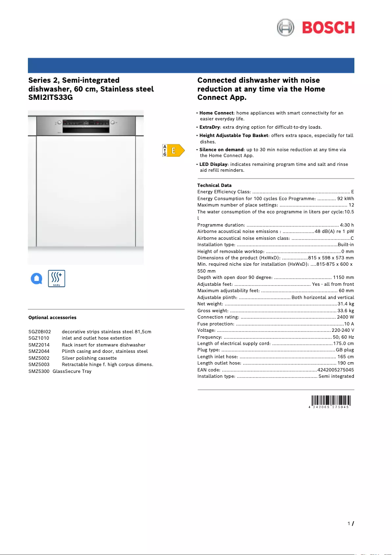 Image de la première page du manuel de l'appareil SMI2ITS33G