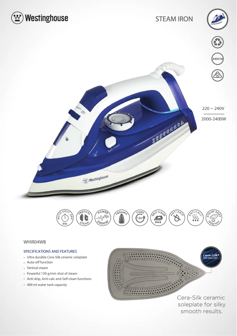 Page n°1 - Fiche technique Westinghouse WHIR04WB