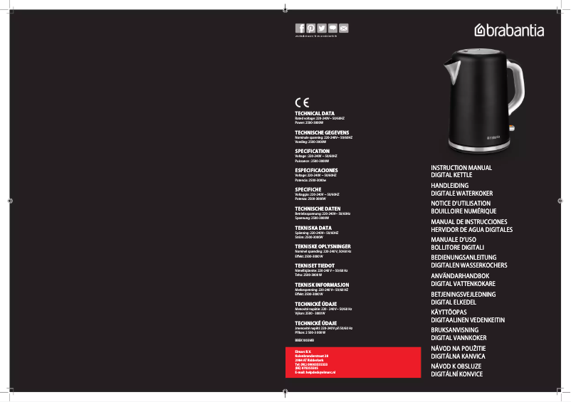 Page 1 de la notice Manuel utilisateur Brabantia BBEK1003MB