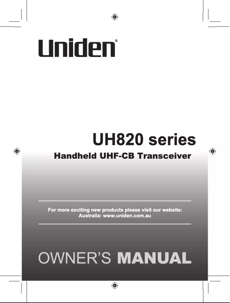 Page 1 de la notice Manuel utilisateur Uniden UH820-2