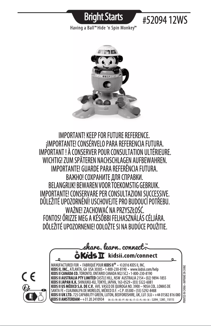 Image de la première page du manuel de l'appareil Hide 'n Spin Monkey